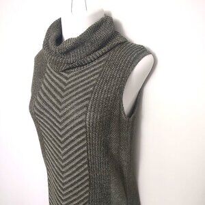 Two One Two New York Green Sleeveless Sweater Vest Cowl Neck Tunic Sweater Large